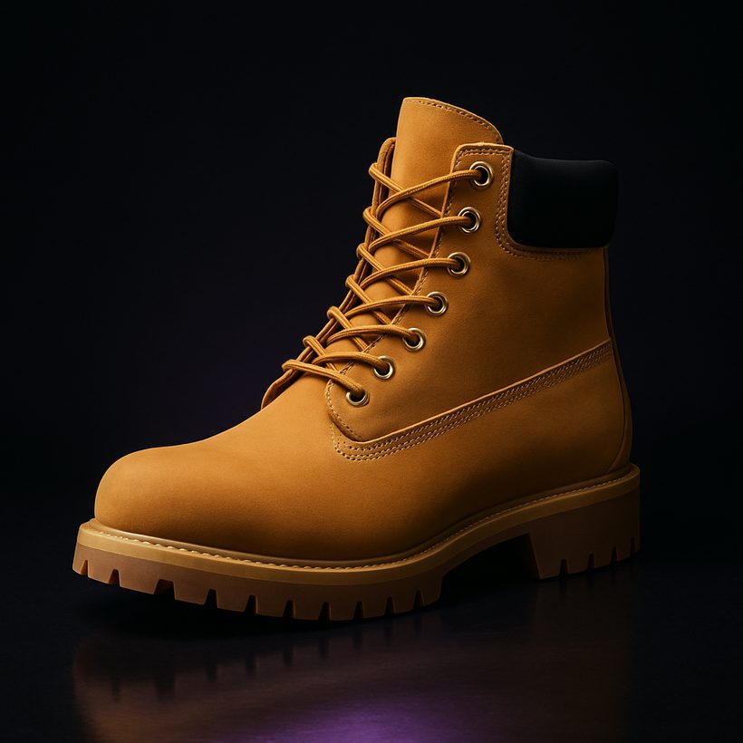A wheat nubuck work boot with lug sole